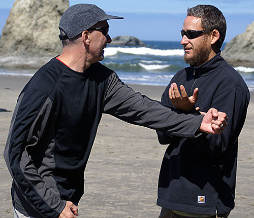 My tai chi teacher Gene Burnett (left) working on applications with Neil Buettner, one of his senior students.