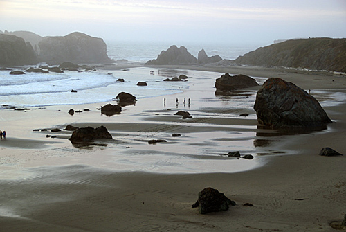 Sunset at the beach at Bandon, Oregon.
