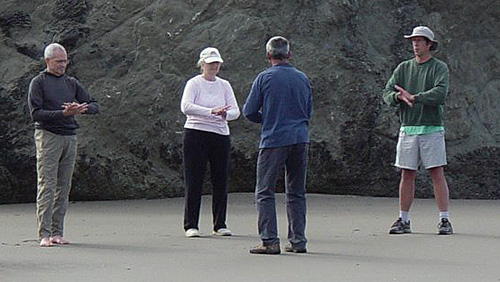 Working on bagua exercises at Bandon with senior instructor Joel Hartshorne. I'm on the far right.