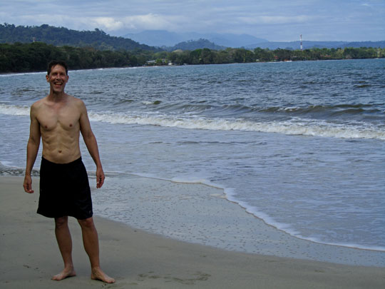 John Soares at the beach in Cahuita National Park