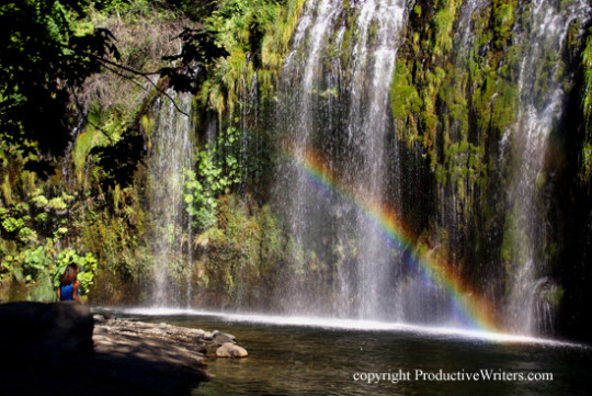 On the wall in my freelance writer home office: a photo I took of my sweetheart Stephanie at Mossbrae Falls. Inspires me to get my work done quickly!