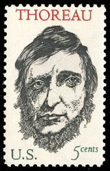 Henry David Thoreau United States postage stamp, five cents, 1967.