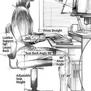 Proper alignment and posture for a sitting writeProper alignment and posture ergonomics for a sitting writer working on a computer: feet, legs, hips, spine/back, neck, shoulders, and arms.r working on a computer: feet, legs, hips, spine/back, neck, shoulders, and arms.
